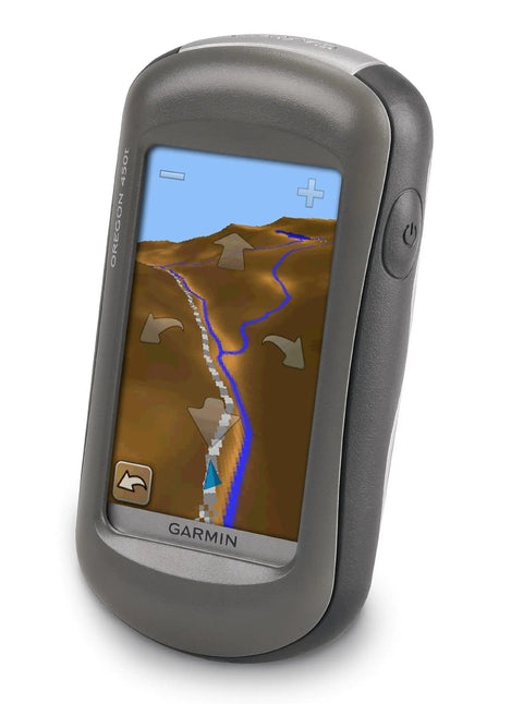 Oregon 450t Handheld GPS Navigator with Preloaded Topo Maps and 3 Inch Color Touchscreen displaying trail map