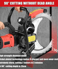 Heavy Duty Concrete Ring Saw With Massive 11 Inch Cut Depth And Commercial Diamond Blade in use cutting concrete at a 90-degree angle.