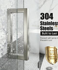 8 Inch Brushed Nickel Square Shower Door Handle Back To Back Replacement For Frameless Glass Doors 304 Stainless Steel
