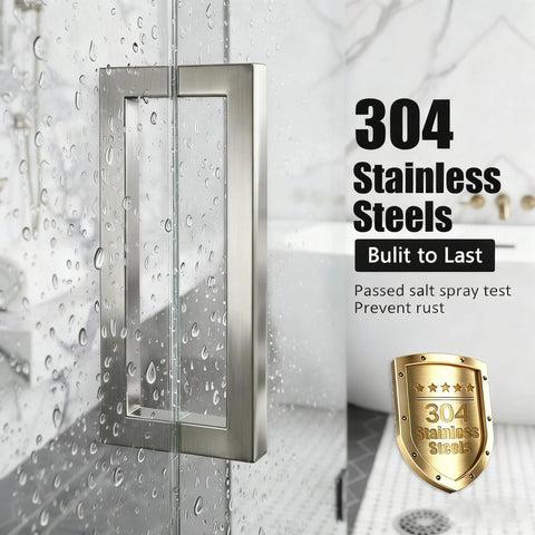 8 Inch Brushed Nickel Square Shower Door Handle Back To Back Replacement For Frameless Glass Doors 304 Stainless Steel