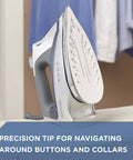 Allure Professional Steam Iron With Dynamic Steam Technology For Quick Wrinkle Busting On Clothes And Linens Blue Finish standing
