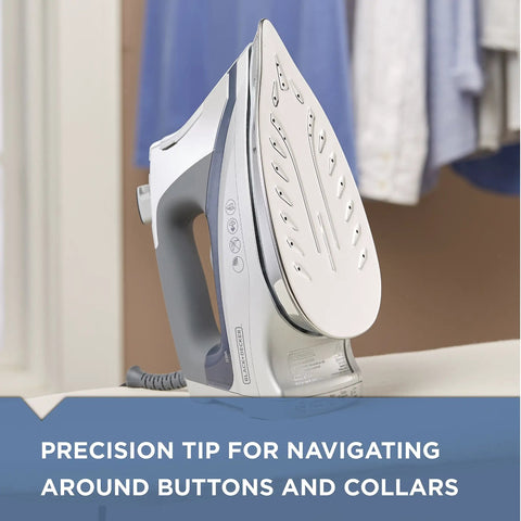 Allure Professional Steam Iron With Dynamic Steam Technology For Quick Wrinkle Busting On Clothes And Linens Blue Finish standing