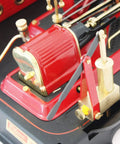 Close-up of D21 Steam Engine Model With Esbit Dry Fuel Burner TÜV Certified showing detailed components and metallic finish