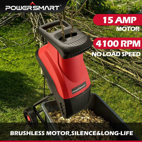 Electric Wood Chipper Shredder With 15 Amp Motor And Collection Bag For Easy Yard Cleanup Ultra Quiet Workhorse