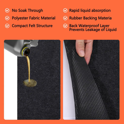 Heavy Duty Oil Spill Mat For Garage Floor, 48 By 72 Inch Under Car Protector with oil absorption and waterproof backing