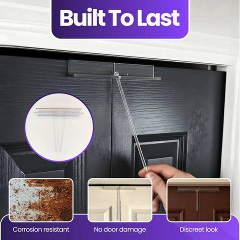 Slide-Lok Bi-Fold Door Lock Kid-Friendly Easy Install Child Safety Lock for Double Closet Doors in use on black door