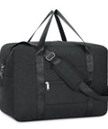 Foldable Travel Duffel Bag 30L Fits Underseat Personal Item 18x14x8 For Women And Men Carry On Luggage in black with strap