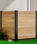 Two Pack 38 Inch Wide By 42 Inch High Wood Privacy Fence Panels No Dig Privacy Screen installed as garden enclosure