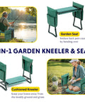 Garden Kneeler And Seat Foldable Bench With Soft EVA Foam Pad For Comfort All In One Outdoor Stool For Gardening Fishing And Camping Two Tool Pouches Included Green in use