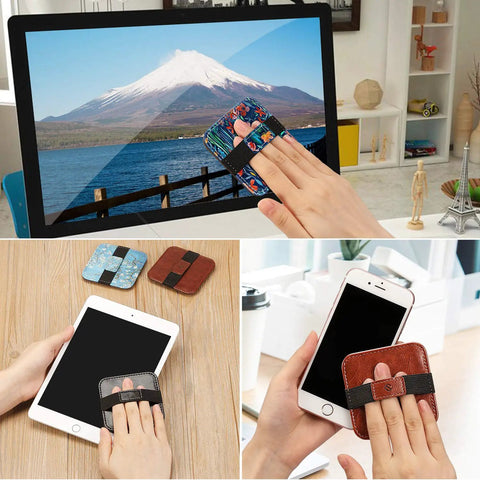 4 Pack Screen Cleaning Pad With Elastic Strap Soft Microfiber Wipes cleaning iPad iPhone MacBook, includes vegan leather back