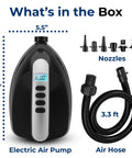 Electric Inflatable Paddle Board Pump With 20 PSI High Pressure Auto Shut Off 12V Car Connector, 3.3 ft hose, nozzles