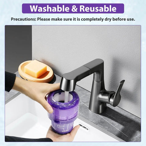 Person washing 3 Pack Vacuum Filters Replacement For V11 Torque Drive V11 Animal V11 Complete V11 Extra V15 Detect Vacuums