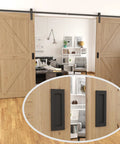 6 Inch Finger Flush Pulls For Closet Pocket Doors And Sliding Barn Doors Set In Matte Black installed on wooden sliding doors