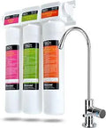 Coral UC300 Under Sink Water Filtration System with designer chrome faucet, three-stage filter reduces PFAS, lead, chlorine in tap water