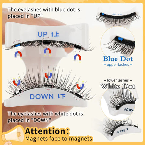 Magnetic Eyelashes Kit With 2 Pairs And Reusable Lash Clusters, Magnetic Applicator, No Glue Needed, Lash Placement Guide