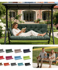 Outdoor Porch Swing Cushions For 3 Seater With Backrest Splash Proof Outdoor Polyester Fabric Waterproof Bench Cushion With Ties