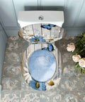 Toilet Seat Wooden Resin for Bathroom with floral design and butterfly accents, fitting standard toilet sizes.