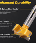 Image showing 2-1/2 Inch Tungsten Carbide Forstner Bits With Hex Shank, highlighted features: high-carbon steel handle, Teflon coating.