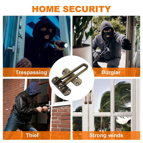 Swing Bar Door Lock Latch With A Three Seven Eighths Inch Bar Length For Front Doors Keeps Door Slightly Ajar For Visibility And Ventilation Child Safety Guard Reinforcement Lock Hardware For Extra Security And Easy Install.