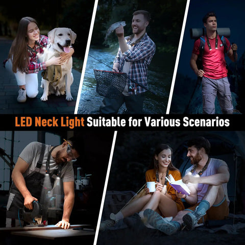 Rechargeable Neck Light With Magnetic Detachable Design, 150 Degree Adjustable Angle, Hands Free LED Flashlight for various activities