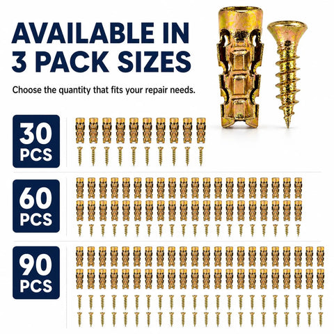 6 By 14 Mm Short Expansion Screw Set For Cabinet Hinges Repair Kit Hinge Anchor Fastener available in 30, 60, 90 pieces
