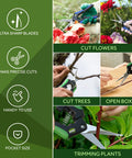 2 Pack Microtip Pruning Shears With Straight And Curved Blades For Flowers And Leaves Soft Grip Stainless Steel Pruners in use.