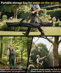 Person carrying a portable storage bag with Two-In-One Electric Pole Pruning Shears With Detachable Handheld Cutter No Tools Needed