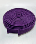 Close-up of coiled Purple Silk Sageo Ito Wrap Cord For Katana Wakizashi And Tanto Handles, Synthetic Silk Cotton 400cm 13ft Long
