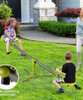 Children playing on Swivel Teeter Totter Seesaw For Kids Outdoor Play Set With 360 Degree Rotation in a backyard
