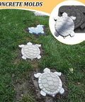 Turtle Shaped Concrete Stepping Stone Molds Reusable Cement Molds For DIY Patio Path Lawn Garden Landscaping Crafting Accessories For Pavement Walkway Outdoor Decor installed on a grass path.