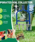 Person using 5 Stainless Steel Corer Lawn Aerator With Soft Rubber Grip, Manual Plug Aerator Tool for soil loosening