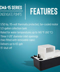 VCMA-15UL condensate pump with white vented top and black base