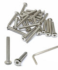 Heavy Duty 25 Pack 1/4-20 X 1-3/4 Inch Stainless Steel 304 Hex Socket Flat Head Cap Screws Bolts with hex key shown