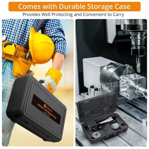 Digital Dial Indicator Gauge With Magnetic Base And Storage Case 0 To 1 Inch 25.4mm set in storage case next to CNC machine