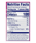 Mixed Fruit Rope Bites Candy In A Reusable 8 Ounce Bag With Chewy Tart Filling, nutrition facts label showing calories and content