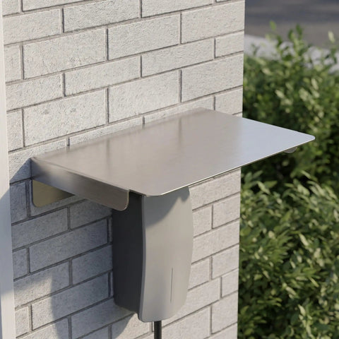 Heavy Duty Stainless Steel Ev Charger Rain Cover Weather Resistant Outdoor Charging Station Housing mounted on a brick wall.
