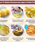 JAYVAR extra-large stainless steel crinkle cutter potato slicer for restaurant fries; kitchen cutter infographic