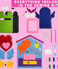 Beginner Kids Sewing Kit With 6 DIY Projects Fun Prepunched Fabric Safe Plastic Needle No Glue Arts And Crafts Toy Set