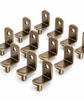Rock Solid Steel Shelf Pins, Slick Bronze Plated 1/4 Inch Pegs, Heavy Duty Cabinet Retainers For Zero Hassle Storage In Kitchen Closets And Bookcases (40 Piece Set) displayed in a grid format.