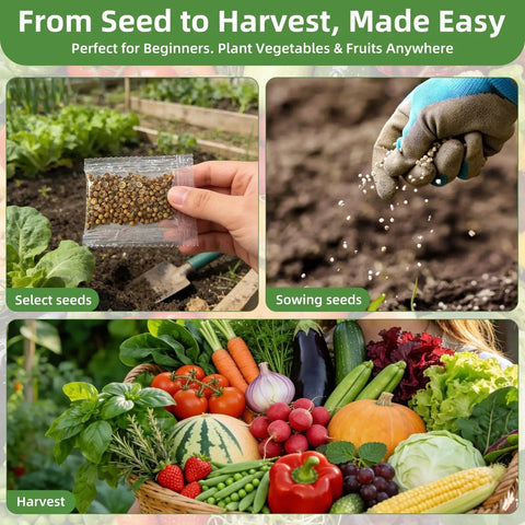 Huge 15000 Seeds Non GMO Heirloom Seed Kit For Hydroponic Indoor And Outdoor Growers Tomatoes Cucumbers Carrots Beans Lettuce