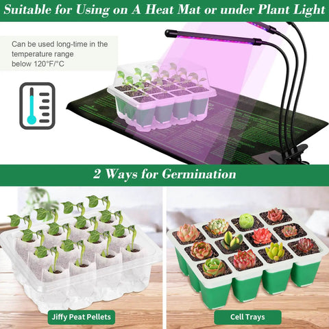 Six Pack Silicone Seed Starter Tray Kit With Reusable Cells And Humidity Adjustable Dome For Indoor Seed Germination Easy Watering And Transplanting Drainage Holes Lid And Tools