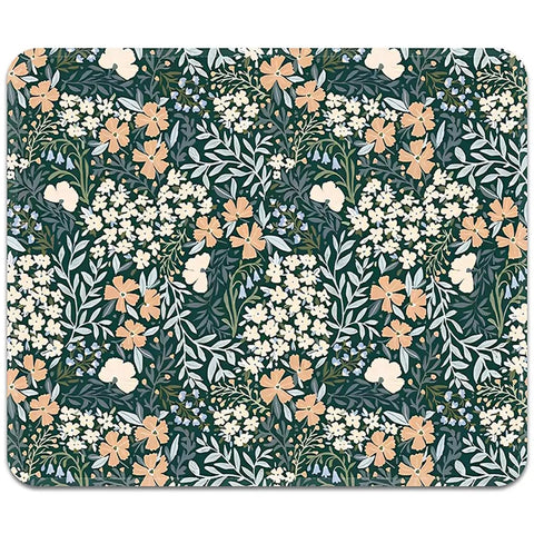 Cute Floral Mouse Pad With Stitched Edges, Non Slip Rubber Base, 9.25 By 7.75 Inch Desk Pad For Home Office, Washable