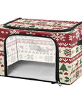 No Sweat Heavy Duty Foldable Storage Bin With Clear Front Window And Dual Zipper Openings For Effortless Seasonal Item Organization Featuring Cheerful Holiday Stripes in red and cream.