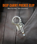 EDC Pocket Knife With 2.97 Inch 14C28N Blade, G10 Handle, shown clipped to pocket, illustrating deep carry pocket clip