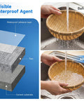 Straight Up Heavy Duty Transparent Waterproof Sealant To Nail Every Indoor And Outdoor Leak One Gallon Size shown before and after use on tiles.