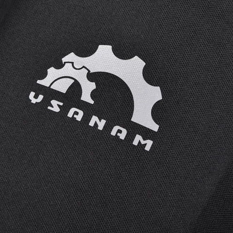 Close-up of logo on 10L Waterproof Bike Saddle Bag With Roll Top Closure, Adjustable Capacity, Universal Fit For Mountain And Road Bikes