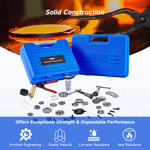 Orion Motor Tech brake caliper compression and vacuum brake bleeder kit with blue case and 18 adapters