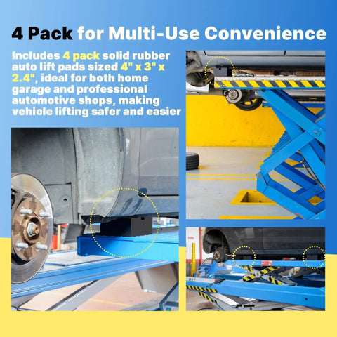 Heavy Duty Pinch Weld Jack Pad 4 Pack Built Tough Solid Rubber Auto Lift Blocks For Jacks And Stands 4 By 3 By 2.4 Inches