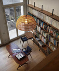 Boho Rattan Pendant Lamp With Hand Woven Wicker Rope Shade Dome Ceiling Basket Chandelier LED Industrial Hanging Light for Cozy Room