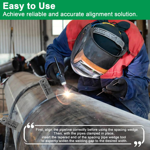 Welder using Three Pack Four Inch Welding Wedge Set For Pipe Fitting And Metalwork during a pipe fitting task